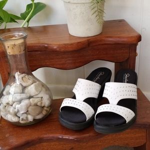 Sketchers white studded memory foam wedge